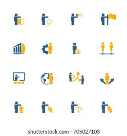 Business training and human resources icon set