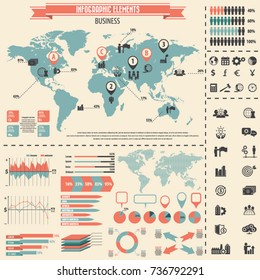 Business training and human resources icon set and infographics elements