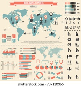 Business training and human resources icon set and infographics elements