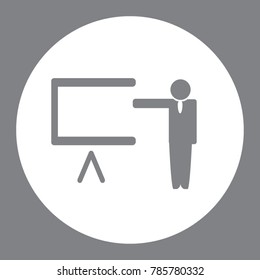 Business training icon in circle light silhouette