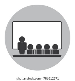 Business training icon in the classroom and circle light