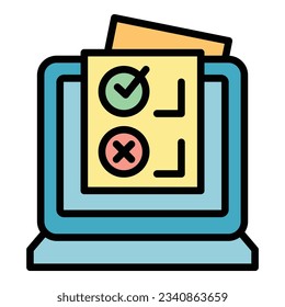 Business training icon outline vector. School study. Computer exam color flat