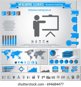 Business training icon set and infographics element. Vector.