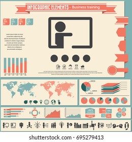 Business training icon set and infographics element. Vector.