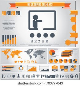 Business training icon set and infographics element. Vector.