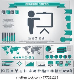 Business training icon set and infographics element. Vector.