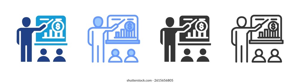 Business Training icon set multiple style collection