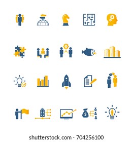 Business training icon set. Vector illustration.