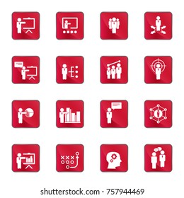 Business training icon set . Vector icons.