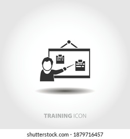 business training icon. Speaker at business workshop isolated vector icon. business design element