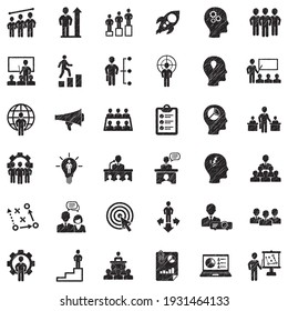 Business Training Icons. Black Scribble Design. Vector Illustration.