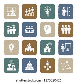 Business Training Icons. Grunge Color Flat Design. Vector Illustration. 