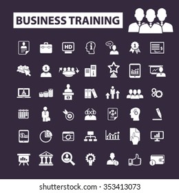 business training  icons, signs vector concept set for infographics, mobile, website, application
