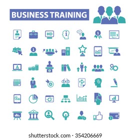 business training  icons, signs vector concept set for infographics, mobile, website, application
