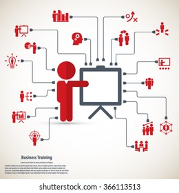 Business training - learning background and icon set