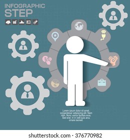 Business training - learning background and icon set
