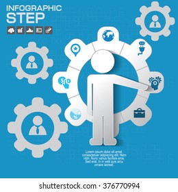 Business training - learning background and icon set