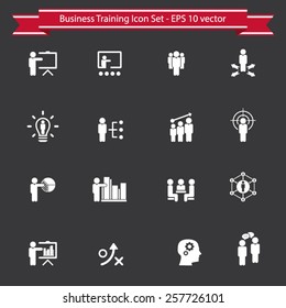 Business training - learning icon set