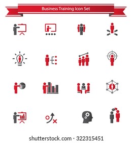 Business training - learning icon set