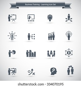 Business training - learning icon set