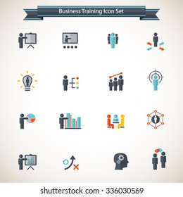 Business training - learning icon set