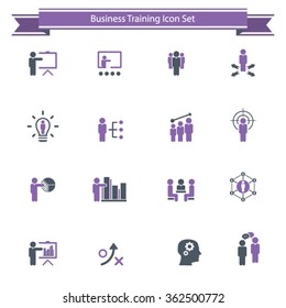 Business training - learning icon set