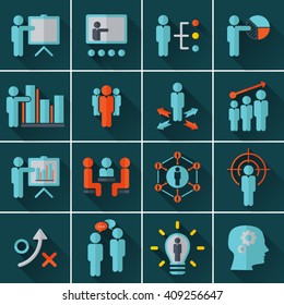 Business training - learning icon set