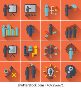Business training - learning icon set