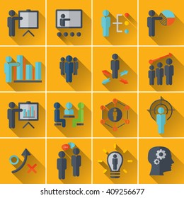 Business training - learning icon set