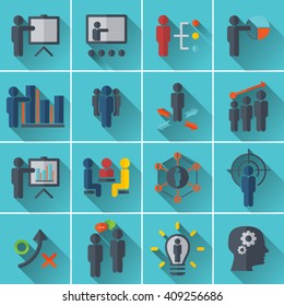 Business training - learning icon set