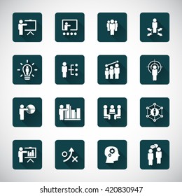 Business training - learning icon set