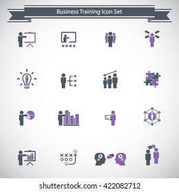Business training - learning icon set