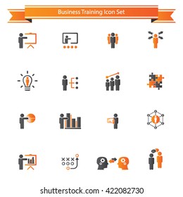 Business training - learning icon set