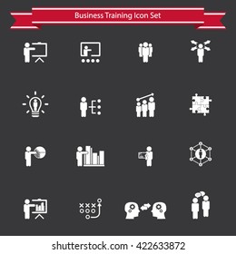 Business training - learning icon set