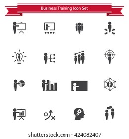 Business training - learning icon set