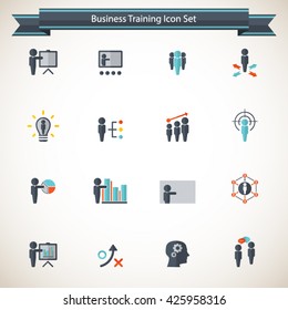 Business training - learning icon set