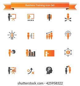 Business training - learning icon set