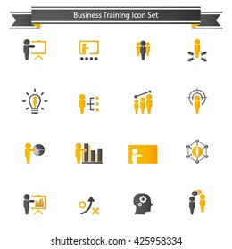 Business training - learning icon set