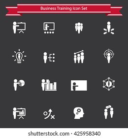 Business training - learning icon set