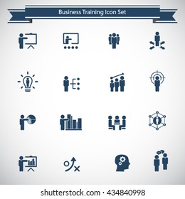 Business training - learning icon set