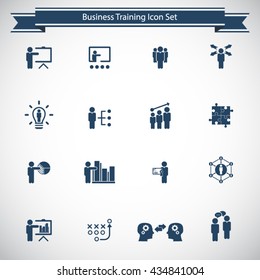 Business training - learning icon set