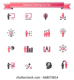Business training - learning icon set