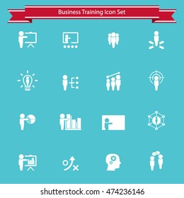 Business training - learning icon set