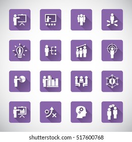 Business training - learning icon set