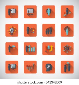 Business training - learning icon set