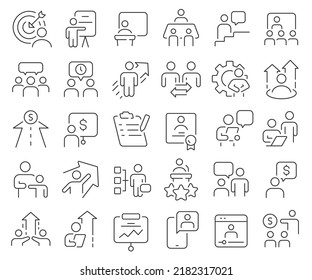 Business training line icons collection. Thin outline icons pack. Vector illustration eps10