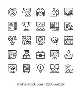 Business training line icons. Outline symbols. Vector line icons set