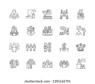 Business training line icons, signs, vector set, outline illustration concept 