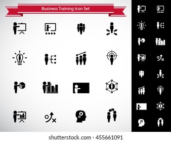 Business training and management icon set