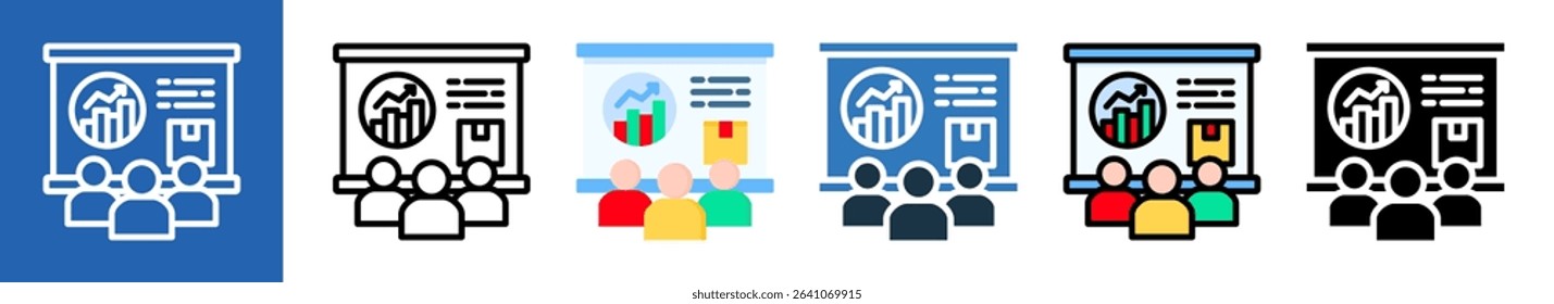 Business Training multiple icon style vector illustration